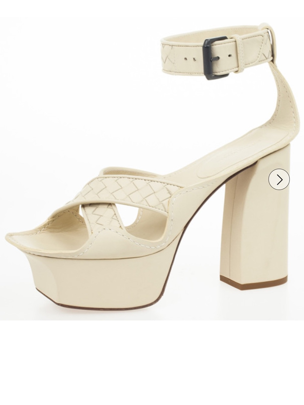 Bottega Veneta Cream Intrecciato Ankle Strap Platform Sandal